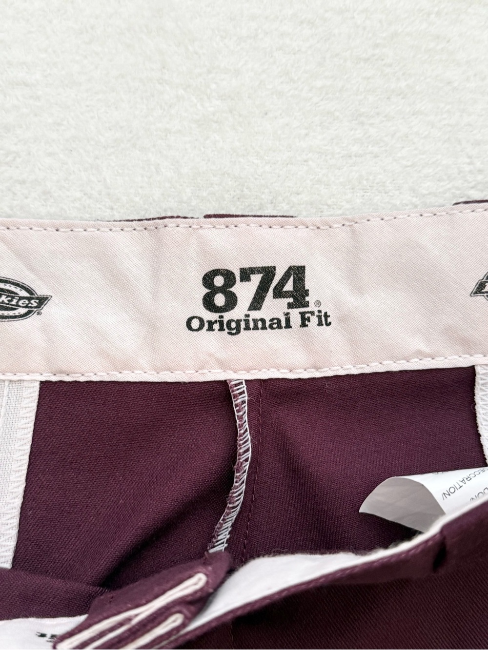 Dickies 874 Original Fit Work Pants Men’s 36x30 Burgundy Straight Leg - Picture 8 of 9
